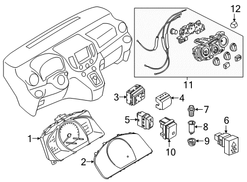 2016 Chevrolet City Express A/C & Heater Control Units Cluster Assembly Diagram for 19317323