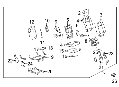 2012 Buick Enclave Third Row Seats Cushion Frame Diagram for 15899601