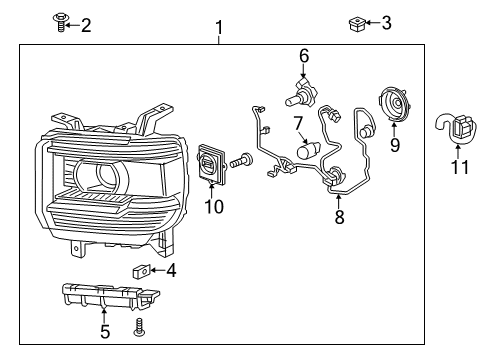 2016 GMC Sierra 2500 HD Headlamps Composite Assembly Diagram for 84144047