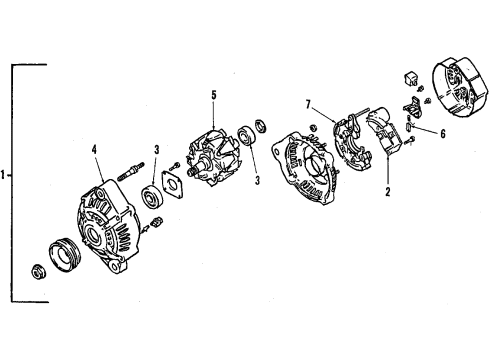 1992 Geo Storm Alternator Bearing, Generator Rotor Drive End Diagram for 94406981