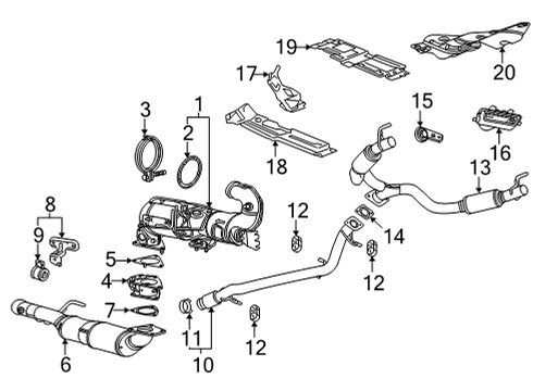 2022 GMC Yukon XL Exhaust Components Front Pipe Stud Diagram for 11589264