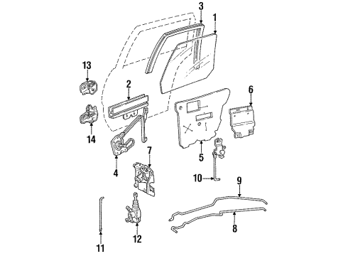 1990 Pontiac Grand Am Door & Components Rear Door Lock Assembly Diagram for 20696710