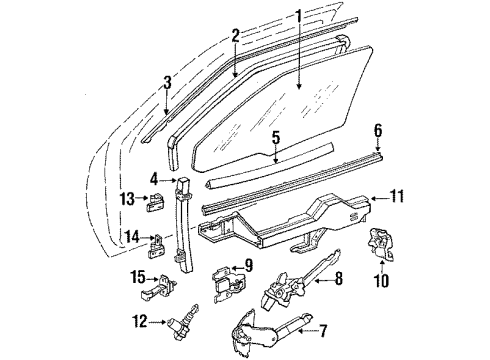 1995 Pontiac Grand Prix Front Door Front Door Lock Assembly Diagram for 16629389