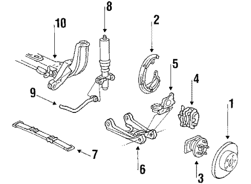 1989 Buick Riviera Rear Brakes Knuckle, Rear Suspension Diagram for 12491132