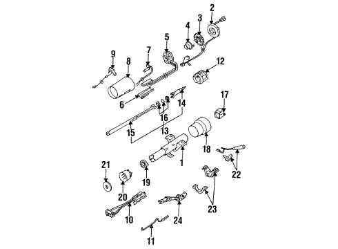 1993 Cadillac Allante Steering Column & Wheel Cylinder Set, Steering Column Lock & Ignition Switch Diagram for 26033389