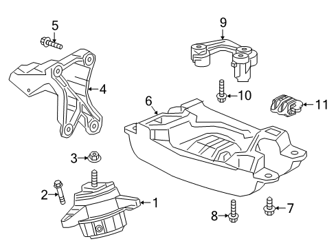 2019 Cadillac CT6 Engine & Trans Mounting Mount Bracket Diagram for 23221619
