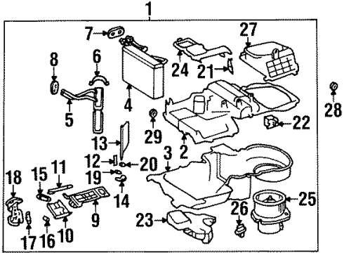 2000 Chevrolet Prizm Blower Motor & Fan Resistor, Blower Motor Diagram for 94854233