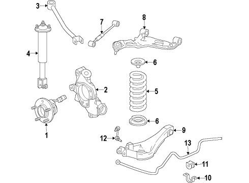 2012 Cadillac CTS Rear Suspension Components, Lower Control Arm, Upper Control Arm, Stabilizer Bar Shock Diagram for 20951604