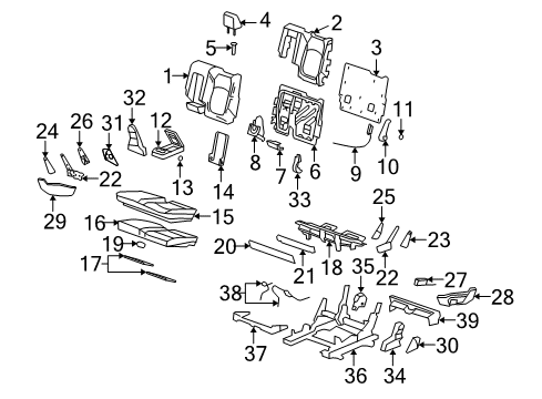 2007 Saturn Outlook Second Row Seats Release Handle Diagram for 20791582