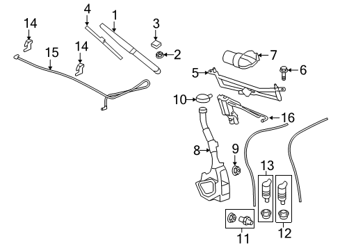 2013 GMC Acadia Wiper & Washer Components Rear Blade Diagram for 22814081