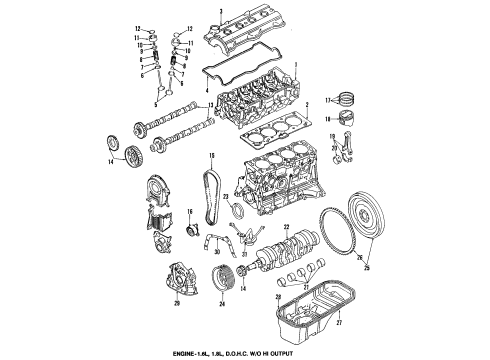 1995 Geo Prizm Engine Parts, Mounts, Cylinder Head & Valves, Camshaft & Timing, Oil Pan, Oil Pump, Crankshaft & Bearings, Pistons, Rings & Bearings Spring, Valve Diagram for 94855715