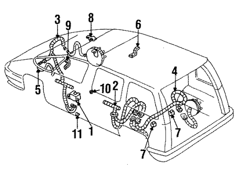 1992 Oldsmobile Silhouette ABS Components Clip-Electronic Brake Control Wiring Harness Diagram for 10191395