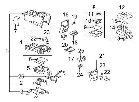 2013 GMC Yukon Center Console Lid Assembly Hinge Diagram for 19328704