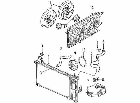 2004 Buick Rendezvous Cooling System, Radiator, Water Pump, Cooling Fan Motor Asm, Engine Coolant Fan (W/Blade) (LH) Diagram for 88958078