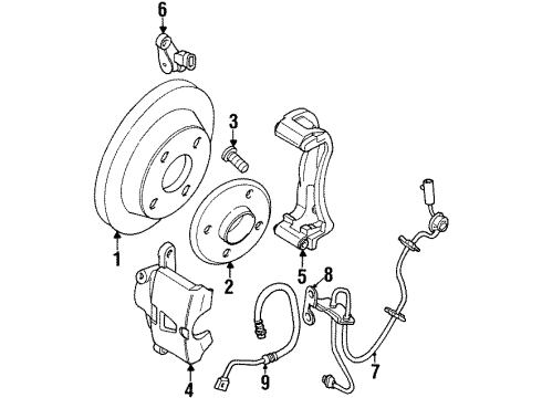 1997 Saturn SL Anti-Lock Brakes Sensor, Front Speed Diagram for 21020281