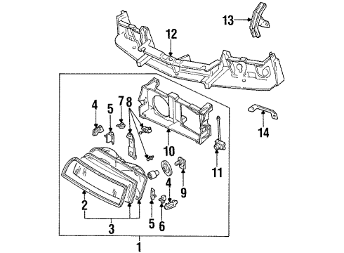 1988 Chevrolet Beretta Headlamps Headlamp Capsule Assembly Diagram for 16510774