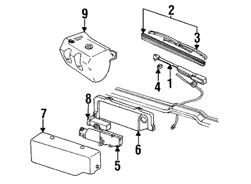 1994 GMC K2500 Suburban Rear Wiper Components Arm, Rear Window Wiper Diagram for 15043067