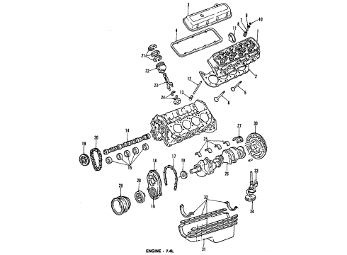 1995 GMC G3500 Engine Parts, Mounts, Cylinder Head & Valves, Camshaft & Timing, Oil Pan, Oil Pump, Crankshaft & Bearings, Pistons, Rings & Bearings Valve Springs Diagram for 10213465