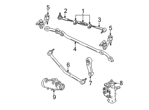 2001 Chevrolet Astro P/S Pump & Hoses, Steering Gear & Linkage Idler Arm Diagram for 12479345