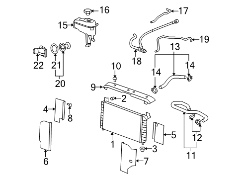 2007 Chevrolet Suburban 1500 Radiator & Components Radiator Diagram for 19256746
