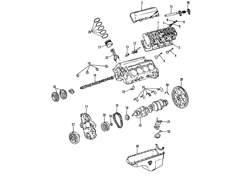1989 GMC C3500 Engine Parts, Mounts, Cylinder Head & Valves, Camshaft & Timing, Oil Pan, Oil Pump, Crankshaft & Bearings, Pistons, Rings & Bearings Bearing Unit-Crankshaft #5 (Std) Diagram for 14055002