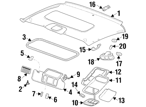 2000 Pontiac Grand Prix Interior Trim - Roof Tape Retainer Diagram for 10241518