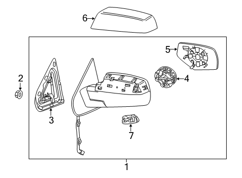 2015 GMC Sierra 2500 HD Mirrors Mirror Assembly Gasket Diagram for 22919768