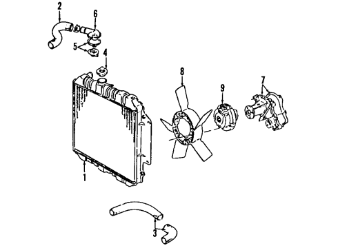 2000 Chevrolet Tracker Cooling System, Radiator, Water Pump, Cooling Fan Fan, Engine Coolant Diagram for 96058046
