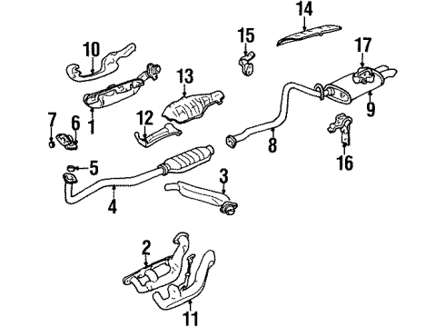 1992 Buick Skylark Exhaust Components 3-Way Catalytic Convertor (W/ Exhaust Rear Man Diagram for 25145371