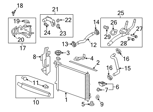 2010 GMC Acadia Radiator & Components Retainer, Trans Fluid Cooler Pipe Fitting Diagram for 24205103