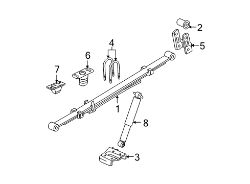 2004 GMC Canyon Rear Suspension Components, Stabilizer Bar Leaf Spring Diagram for 25986745
