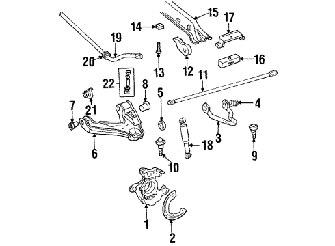 1990 GMC C1500 Front Suspension Components, Lower Control Arm, Upper Control Arm, Stabilizer Bar Adjust Arm Insulator Diagram for 15592575