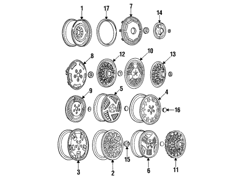1988 Pontiac 6000 Wheels, Covers & Trim Wheel Trim Cover Assembly Diagram for 10091785