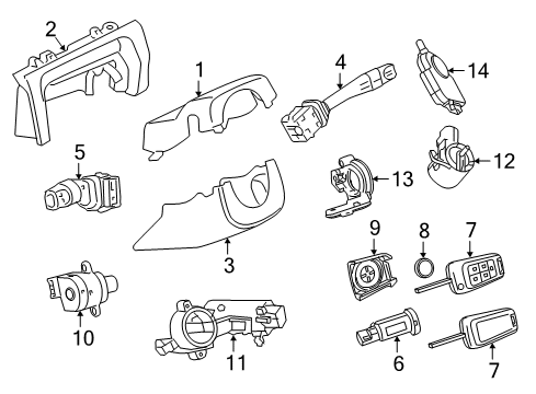 2017 Chevrolet Caprice Shroud, Switches & Levers Key Diagram for 13585687