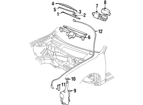 1997 Oldsmobile Cutlass Wiper & Washer Components Arm Asm-Windshield Wiper Diagram for 10371696