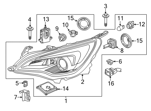 2016 Buick Cascada Headlamps Composite Assembly Diagram for 39059579