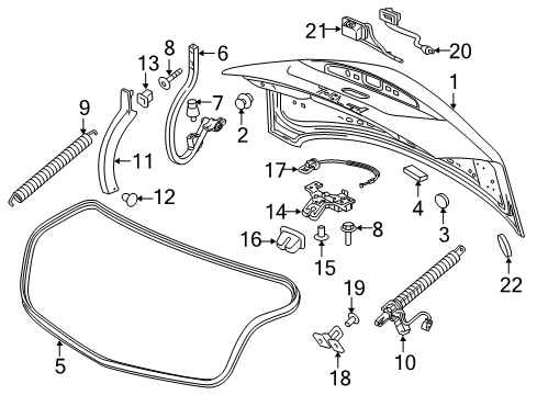 2019 Cadillac CT6 Trunk Latch Diagram for 23397816