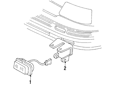 1990 Pontiac LeMans Fog Lamps Lamp Asm, W/Mounting Bracket-Fog (RH) (N00&T96) Diagram for 16504990