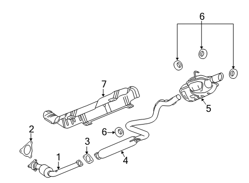 2007 Chevrolet HHR Exhaust Components Converter & Pipe Gasket Diagram for 15231157
