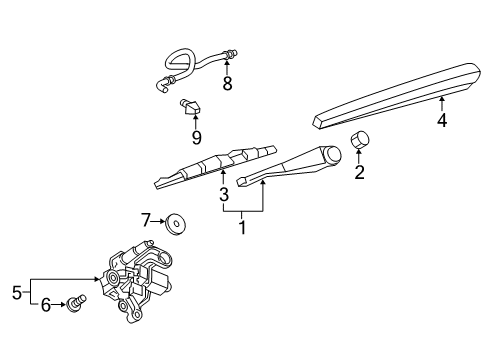 2020 Chevrolet Traverse Wiper & Washer Components Wiper Arm Nut Diagram for 11569591