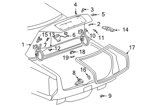 2000 Cadillac DeVille Trunk Lid Latch Diagram for 10375633