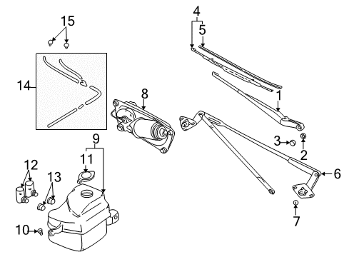 2000 Chevrolet Tracker Wiper & Washer Components Blade, Windshield Wiper Diagram for 91174720