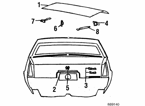 1984 Cadillac Eldorado Trunk Lid Lid Pull Down Motor Unit Assembly Diagram for 20159650