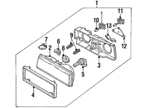 1989 Chevrolet Celebrity Headlamps Headlamp Capsule Assembly - (R/H) Diagram for 16515792