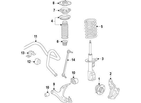 2009 Saturn Astra Front Suspension Components, Lower Control Arm, Stabilizer Bar Stabilizer Link Diagram for 13169439