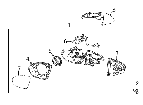 2020 Buick Regal Sportback Outside Mirrors Mirror Assembly Diagram for 39075359