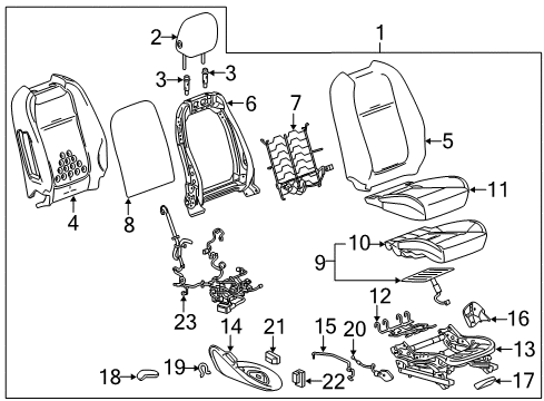 2016 Chevrolet Caprice Front Seat Components Tilt Lever Retainer Diagram for 22840294