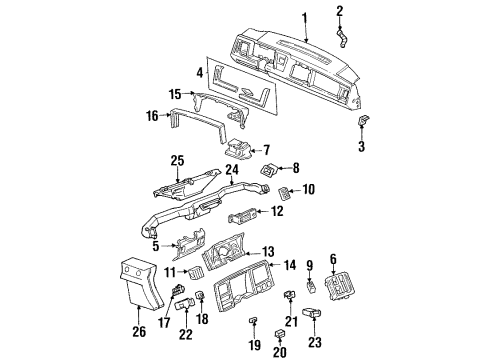 1993 Chevrolet C3500 Instrument Panel, Cluster & Switches, Ducts Handle, Parking Brake Release Diagram for 15697852