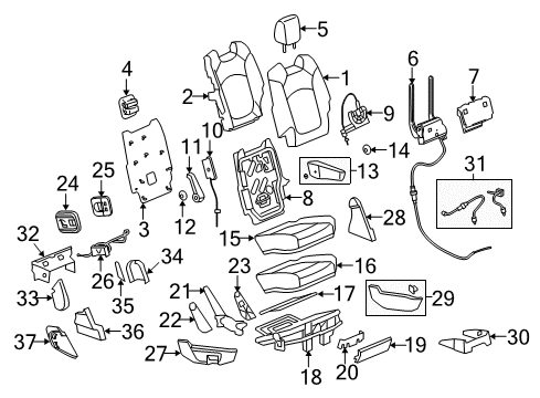 2016 Chevrolet Traverse Second Row Seats Latch Diagram for 15899386