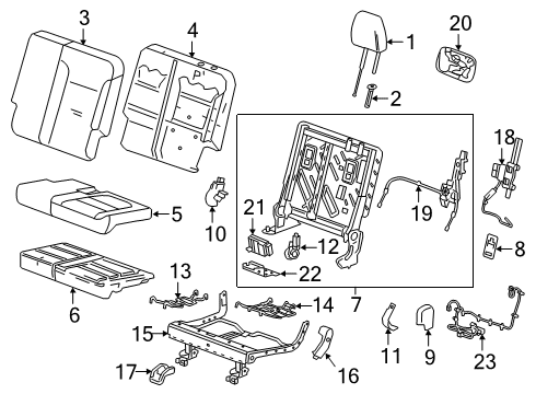 2020 Chevrolet Traverse Third Row Seats Actuator Diagram for 13523874